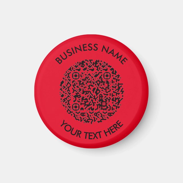 Add your own round QR Code Scan Minimal Simple Mag Magnet (Front)