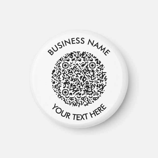 Add your own round QR Code Scan Minimal Simple  Magnet (Front)
