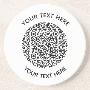 Add your own round QR Code text Scan Minimal   Coaster