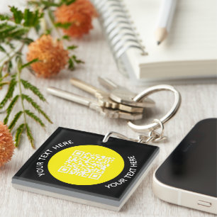 Add your own round QR Code text Scan Minimal  Key Ring