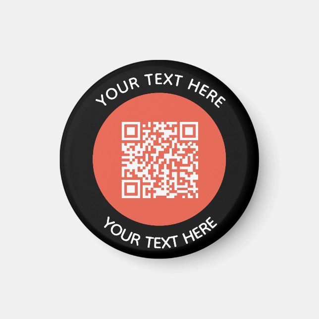 Add your own round QR Code text Scan Minimal  Magnet (Front)