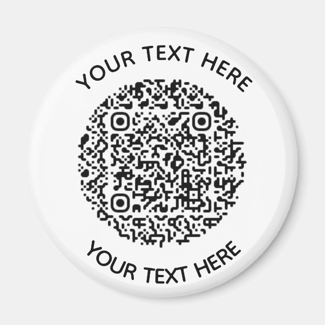 Add your own round QR Code text Scan Minimal  Magnet (Front)