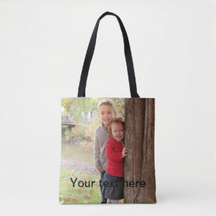 Add Your Own Text and Custom Photo Tote Bag