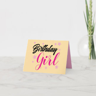 ADD YOUR OWN TEXT Birthday girl pink & beige  Thank You Card