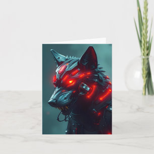 ADD YOUR OWN TEXT Cyborg Wolf  Card