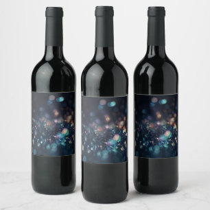 Add Your Own Text - Dark Bokeh Glitter Wine Label