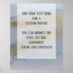 Add Your Own Text Gold Glittery Subtle Alcohol Ink Poster