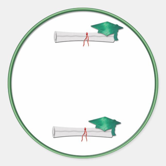 Add Your Own Text Green Graduation Sticker (Front)