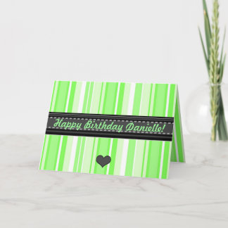 Add Your Own Text Green Stripes Birthday Card