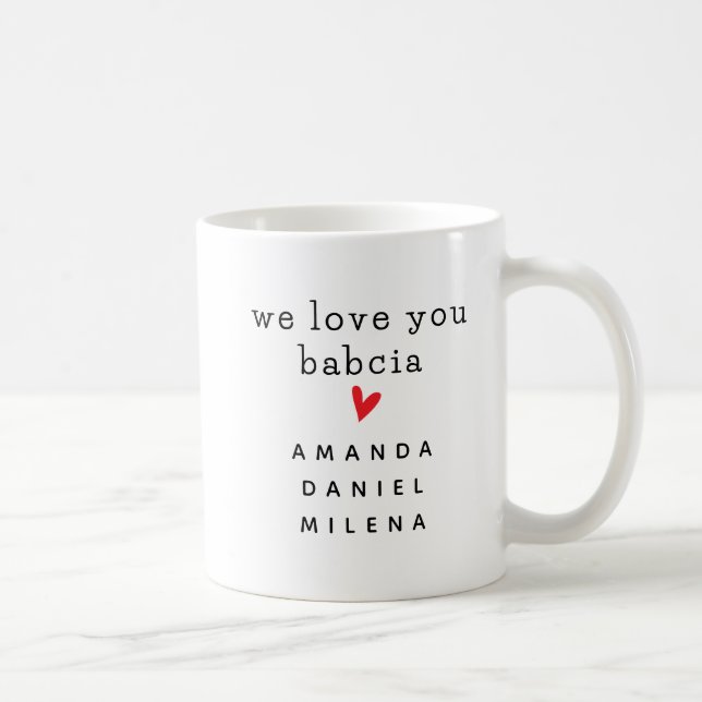 Add Your Own Text & Names – Customisable Babcia Coffee Mug (Right)