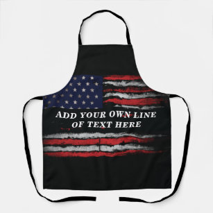 Add your own text on grunge American flag Apron