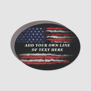 Add your own text on grunge American flag Car Magnet