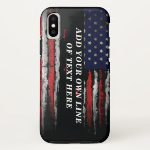 Add your own text on grunge American flag iPhone X Case