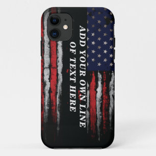 Add your own text on grunge American flag iPhone 11 Case