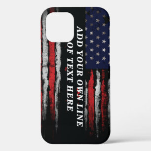 Add your own text on grunge American flag iPhone 12 Case