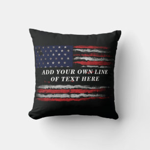 Add your own text on grunge American flag Cushion