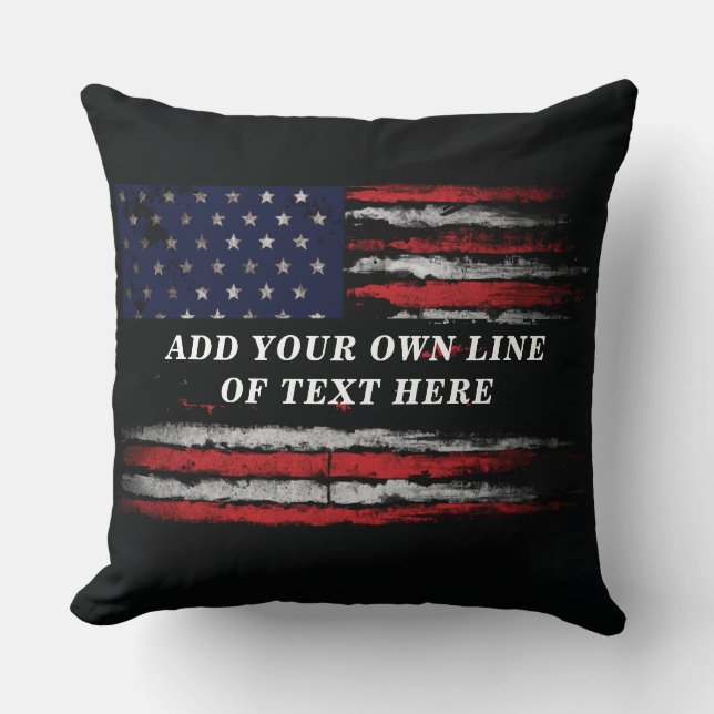 Add your own text on grunge American flag Cushion (Front)