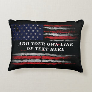 Add your own text on grunge American flag Decorative Cushion