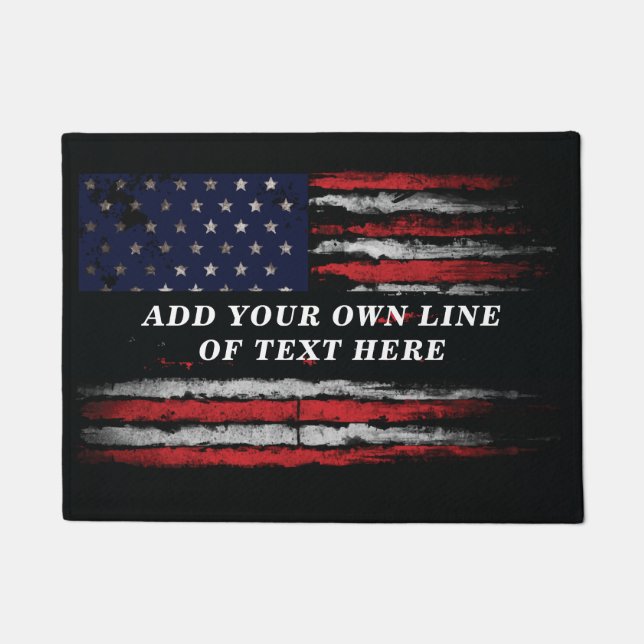 Add your own text on grunge American flag Doormat (Front)