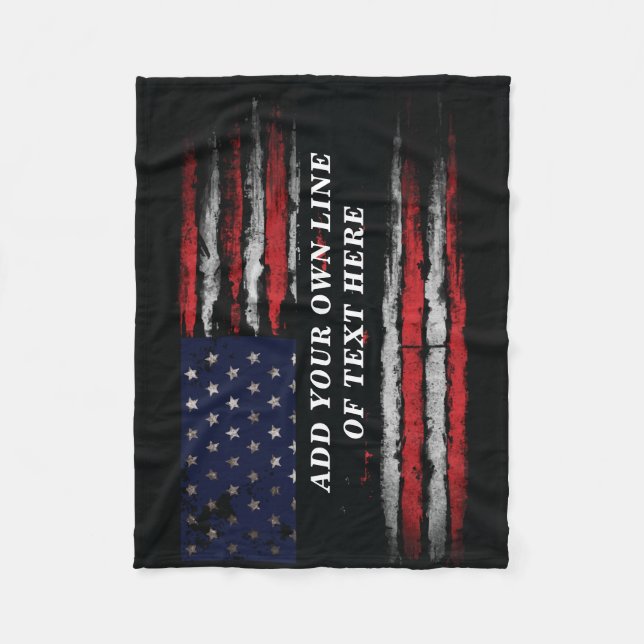 Add your own text on grunge American flag Fleece Blanket (Front)