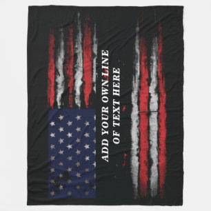 Add your own text on grunge American flag Fleece Blanket
