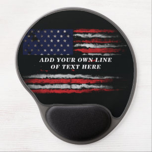 Add your own text on grunge American flag Gel Mouse Pad