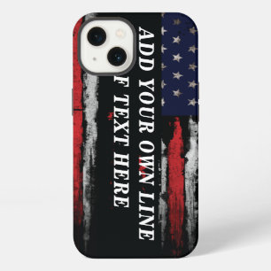 Add your own text on grunge American flag iPhone 13 Case