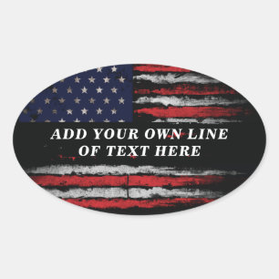 Add your own text on grunge American flag Oval Sticker