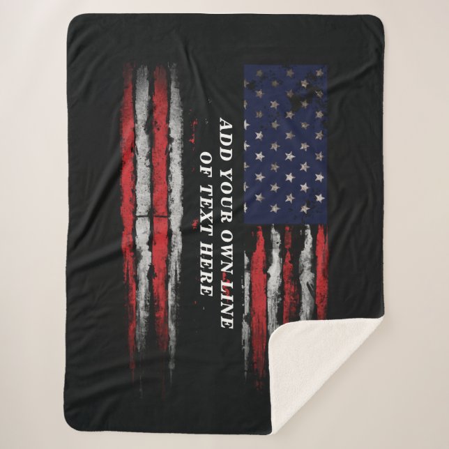 Add your own text on grunge American flag Sherpa Blanket (Front)