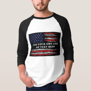 Add your own text on grunge American flag T-Shirt