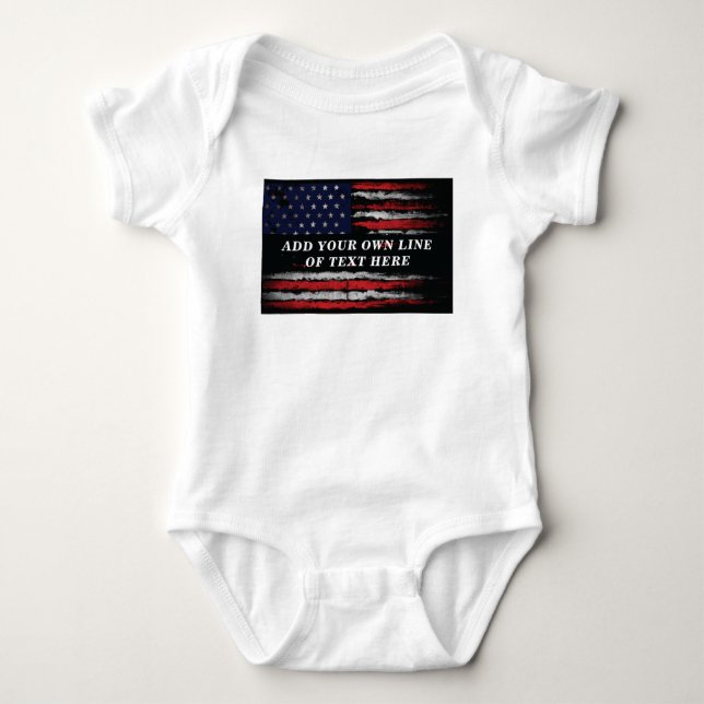 Add your own text on grunge American flag  T-Shirt Baby Bodysuit (Front)