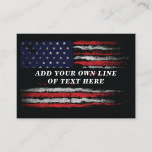 Add your own text on grunge American flag Throw Pi Business Card