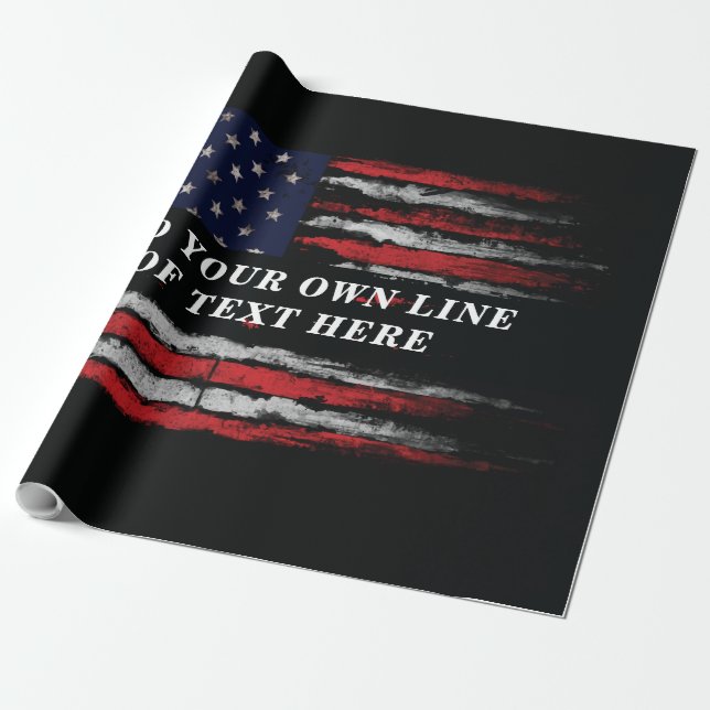 Add your own text on grunge American flag Wrapping Paper (Unrolled)