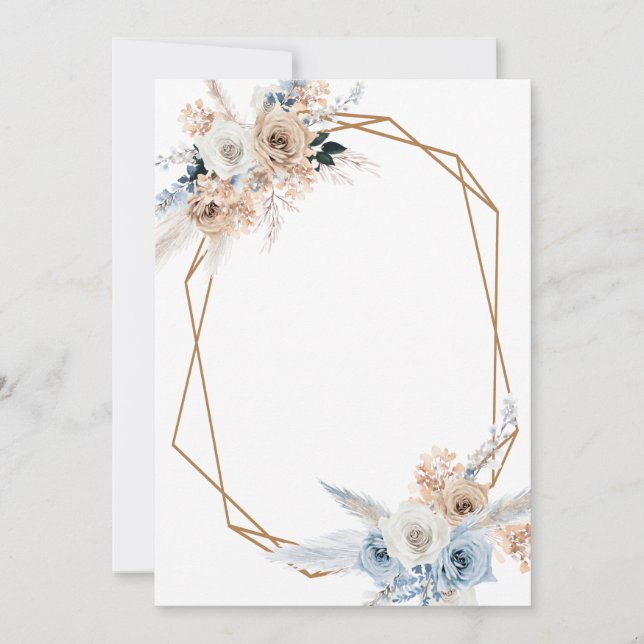 add your own text pampass dusty blue geometric invitation (Front)