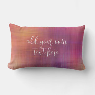 add your own text purple and pink ombre watercolor lumbar cushion