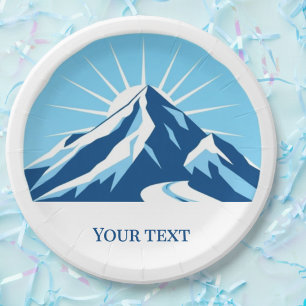 Add your own text ski resort mountain souvenir paper plate