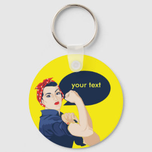 Add your own text to rosie riveter key ring
