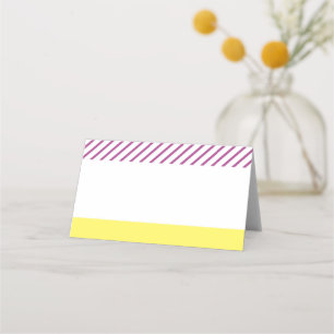 Add Your Own Text Trendy Yellow and Purple Stripes Place Card