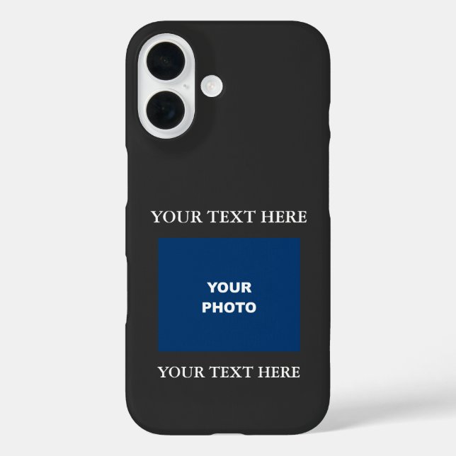 Add Your Own Text Upload Photo Picture Logo Black Case-Mate iPhone Case (Back)