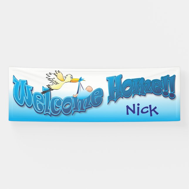 Add your own welcome home banner blue (Horizontal)