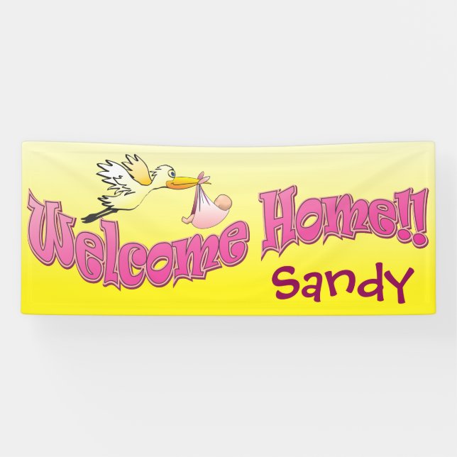 Add your own welcome home banner yellow (Horizontal)