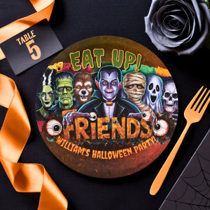 Add Your Own Words Custom Halloween Monster Mash Paper Plate