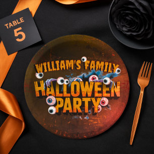 Add Your Own Words Custom Halloween Monsters Paper Plate
