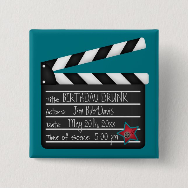 Add Your Own Words Movie Director Clapboard 15 Cm Square Badge (Front)