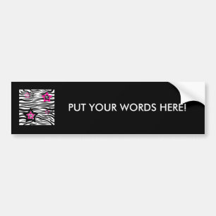 Add Your Own Words - Zebra Stars Pink Bumper Sticker