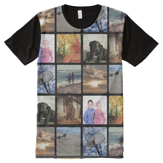 Add Your Personalised Photo Collage Print All Over All-Over Print T-Shirt (Front)