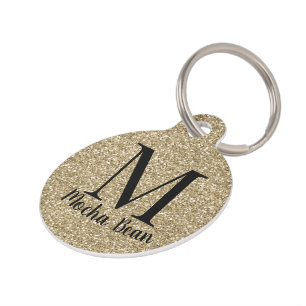 Add Your Pet Name Gold Glitter Tag