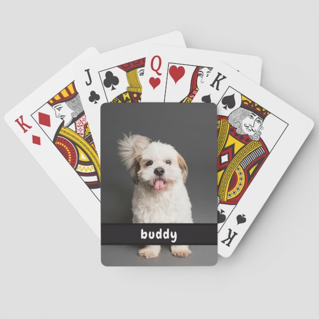 Add Your Pet Photo and Name Classic Playing Cards (Back)