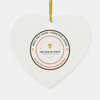 Add Your Pet Photo Best Dog Ever Memorial Keepsake Ceramic Ornament