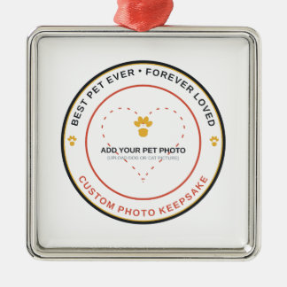 Add Your Pet Photo Best Dog Ever Memorial Keepsake Metal Ornament